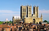 Lincoln Cathedral exterior in the city of Lincoln, Lincolnshire, England