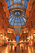 Galleria Vittorio - interior at night, Milan, Lombardy, Italy
