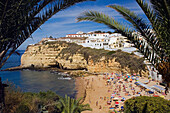 View over beach, Carvoeiro, Algarve, Portugal