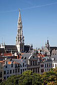 Grand Place - Hotel de Ville and rooftops, Brussels, Flanders, Belgium