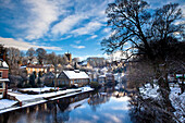 The River Nidd and Knaresborough, North Yorkshire in winter, North Yorkshire, UK - England