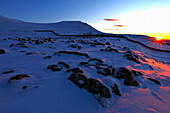 Winter sunset over ingleborough, Ingleborough, North Yorkshire, UK - England