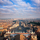 View over St Peters Square from St Peters Basilica, Rome, Lazio, Italy