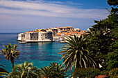 View of city over sea, Dubrovnik, Dalmatia, Croatia