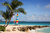 Beach scene with Hobie Cat, Dover Beach, Barbados, Caribbean