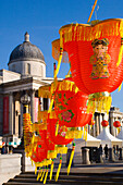 Chinese New Year - paper lanterns and National Gallery, London, UK - England