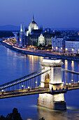 Chain Bridge and Parliament at night, Budapest, Hungary
