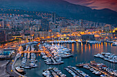 View over the harbour at night, Monte Carlo, Cote dÕAzur, Monaco