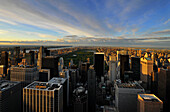 Skyline und Central Park in the evening, New York City, New York, USA, North America, America