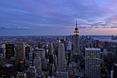 Skyline, Empire State Building in the evening, New York City, New York, USA, North America, America