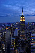 Skyline, Empire State Building at night, New York City, New York, USA, North America, America