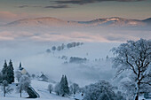 View over Hofsgrund in winter, mount Schauinsland, Freiburg im Breisgau, Black Forest, Baden-Wurttemberg, Germany