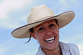 Cowgirl, Zapata Ranch is a working ranch where tourists can stay and work, Alamosa, Alamosa County, Colorado, USA, North America, America