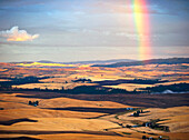 Farmland with Rainbow, Stepp Toe Butte, Washington USA