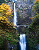 Waterfall and Bridge in Autumn, Oregon, USA
