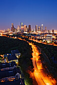 City Lights of Downtown Houston at Dusk, Houston, Texas, USA