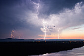 Electrical Storm at Dusk, Kingsland, Texas, USA