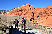 Hikers at Red Rock Canyon near Las Vegas, Nevada, USA, America