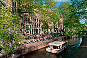 Cafe on a canal bridge, Jordaan district, Amsterdam, Holland