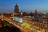 Panoramic view over Havanna Center with Capital at sunset, Cuba, Greater Antilles, Antilles, Carribean, West Indies, Central America, North America, America