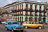 Oldtimer in Havanna Zentrum beim Capitol,  Paseo de Marti, Kuba, Großen Antillen, Antillen, Karibik, Westindische Inseln, Mittelamerika, Nordamerika, Amerika