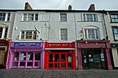 Shops and restaurants in the centre of Caernarfon, Gwynedd, Wales, UK