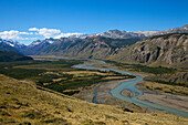 View to the valley of Rio de las vueltas, Los Glaciares National Park, near El Chalten, Patagonia, Argentina