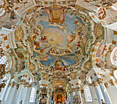 Interior view of church Wieskirche, Pfaffenwinkel, Upper Bavaria, Germany, Europe