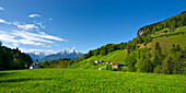 Maria Gern und Watzmann im Sonnenlicht, Berchtesgadener Land, Oberbayern, Deutschland, Europa