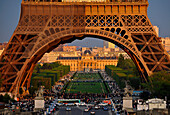 Eiffel Tower and Ecole Militaire building in background, Paris, France