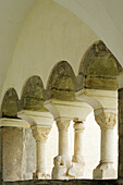 Columns in cloister in convent Millstatt, Millstatt, lake Millstaetter See, Carinthia, Austria, Europe