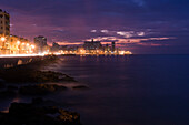Malecon sea drive at dusk, City of Havana, Havana, Cuba