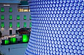 Bull Ring shopping center and Selfridges building at night, Birmingham, West Midlands, England, UK