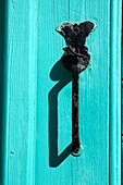 Greece, Cyclades, Naxos Door handle on a green door