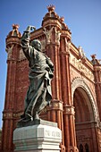 Pau Claris statue in front of the Arc de Triomf in Barcelona, Spain