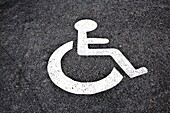 Markings indicating a place reserved for disabled
