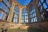 Ruins of Coventry Cathedral in Coventry, Warwickshire, Midlands England, United Kingdom