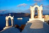 Oia, Ia Santorini - Byzantine Orthodax churches, - Greek Cyclades islands.