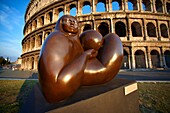 Modern sculpture by Jmenez Deredia outside the Coloseum Rome