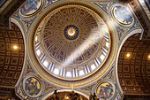The dome interior of St Peter's by Michelangelo, The Vatican, Rome