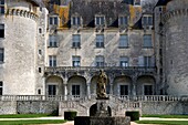 France, Poitou Charentes province, Departement of Charente Maritime 17, La Roche Courbon  Castle of La Roche Courbon with its special architecture, garden, parc and entrance  One of the most famous monument of the province
