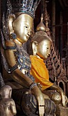 Myanmar, Burma, Inle Lake, Nga Hpe Chaung Monastery, Buddha images