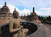 Indonesia, Java, Borobudur Temple, Buddha statue