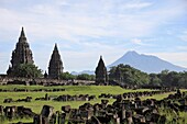 Indonesia, Java, Prambanan, hindu temples, Gunung Merapi volcano