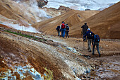 Hikers on the Kerlingarfjoll Mountains Situated near Route F35 From Kjolur, Highlands of Iceland, Europe