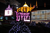 The Archbishop's Gardens Behind the Cathedral Lit Up During the Chartres in Lights Festival, Eure-Et-Loir (28), France