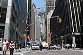 Police Patrol at the Beginning of Broad Street Where the New York Stock Exchange Is Located, Wall Street, Downtown Manhattan, New York City, New York State, United States