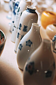 Little Porcelain Bottles of Sake, An Alcoholic Drink Made of Rice and Served in Small Cups, Japan, Asia