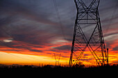 Power Lines at Sunset, Phoenix, Arizona, USA