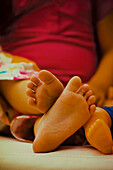 Soles of child's bare feet